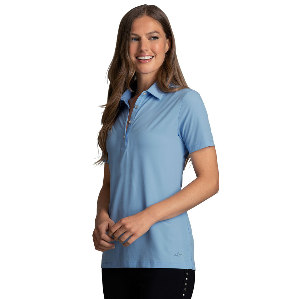 Greg Norman Women's Blue Stream X-Lite 50 Solid Woven Polo