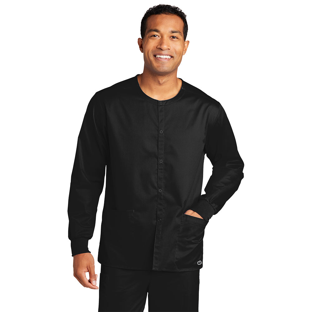 WonderWink Unisex Black WorkFlex Snap-Front Scrub Jacket