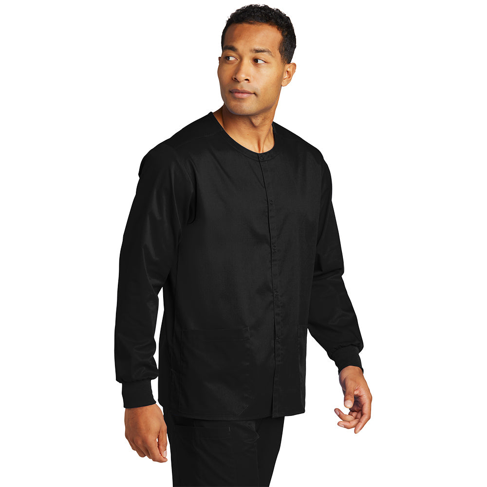 WonderWink Unisex Black WorkFlex Snap-Front Scrub Jacket