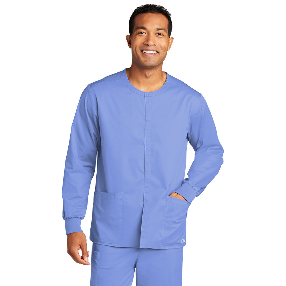 WonderWink Unisex Ceil Blue WorkFlex Snap-Front Scrub Jacket