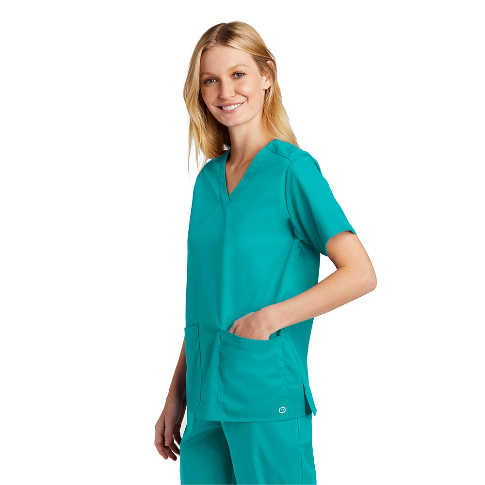 WonderWink Women's Teal Blue WorkFlex V-Neck Top