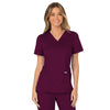 Cherokee Women's Wine Workwear Revolution Mock Wrap Top