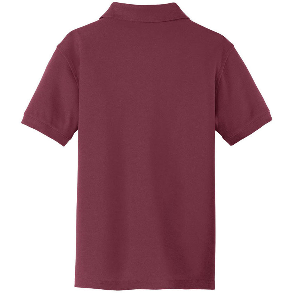 Port Authority Youth Burgundy Core Classic Pique Polo