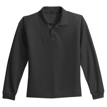 Port Authority Youth Black Long Sleeve Silk Touch Polo