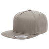 Yupoong Grey Adult 5-Panel Cotton Twill Snapback Cap