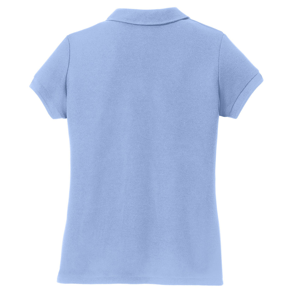 Port Authority Girls Light Blue Silk Touch Peter Pan Collar Polo