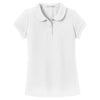 Port Authority Girls White Silk Touch Peter Pan Collar Polo