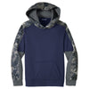 Sport-Tek Youth True Navy/Navy Sport-Wick Mineral Freeze Fleece Colorblock Hooded Pullover