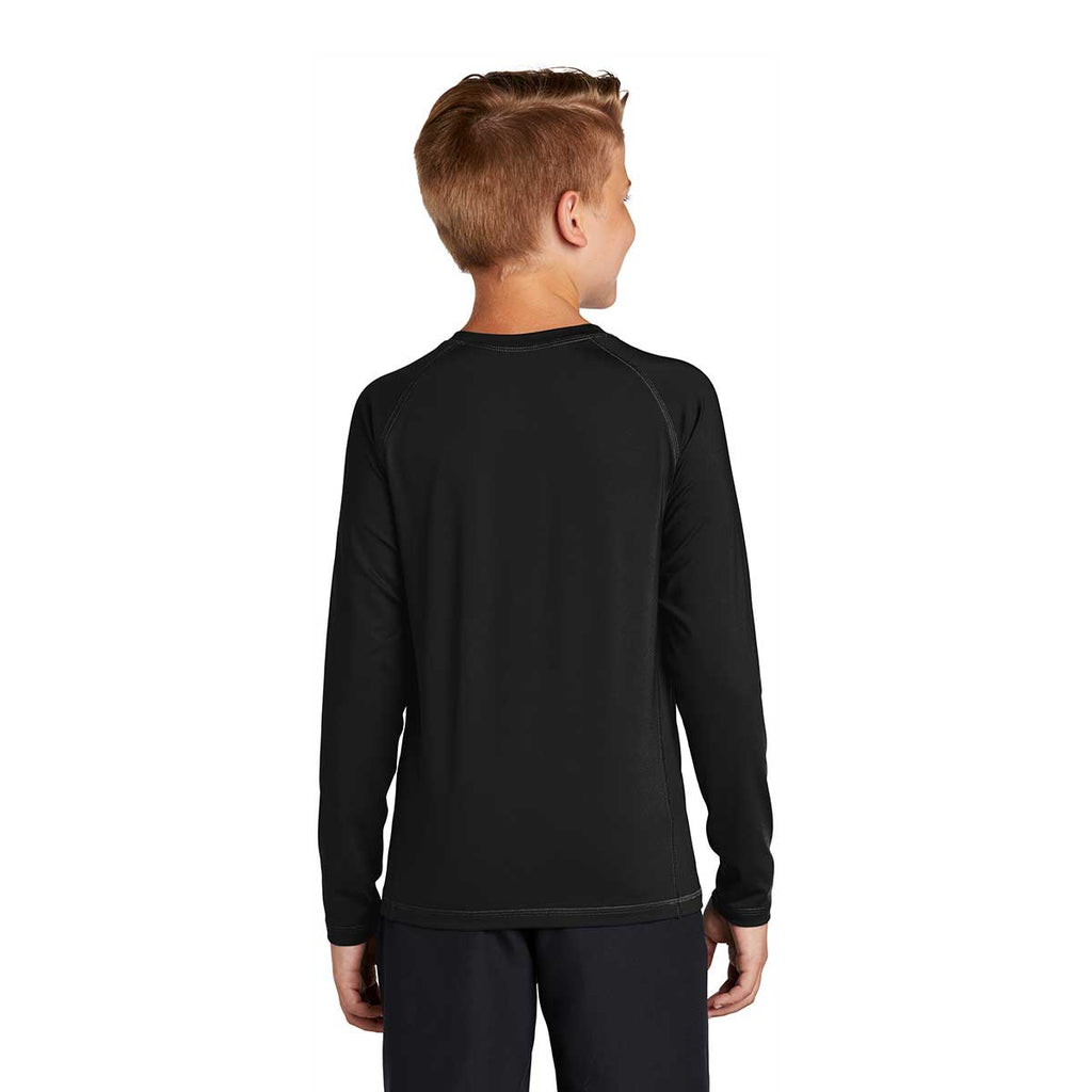 Sport-Tek Youth Black Long Sleeve Rashguard Tee