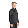 Sport-Tek Youth Graphite Grey/Black Tricot Track Jacket