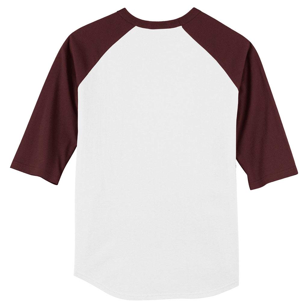 Sport-Tek Youth White/Maroon Colorblock Raglan Jersey