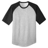 Sport-Tek Youth Heather Grey/Black Short Sleeve Colorblock Raglan Jersey