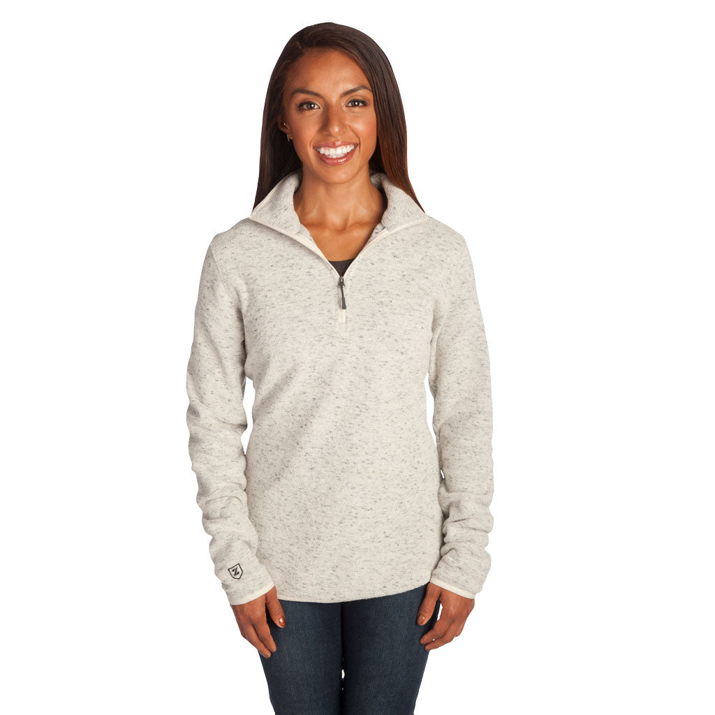 Zusa Women's Oatmeal Heather Chilly Fleece Quarter Zip