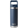 YETI Navy Rambler 18 oz Water Bottle W/ Color Matching Straw Cap